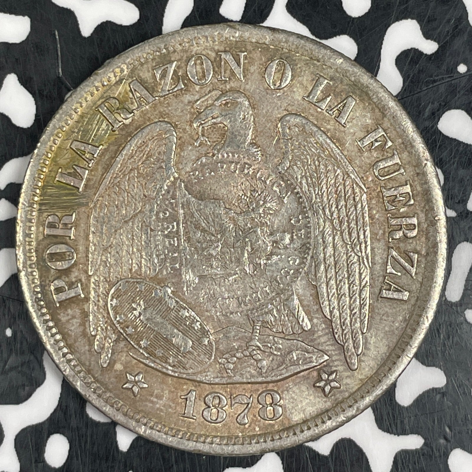 (1894) Guatemala 1 Peso C/S On 1878 Chile Peso Lot#JM0630 Large Silver!
