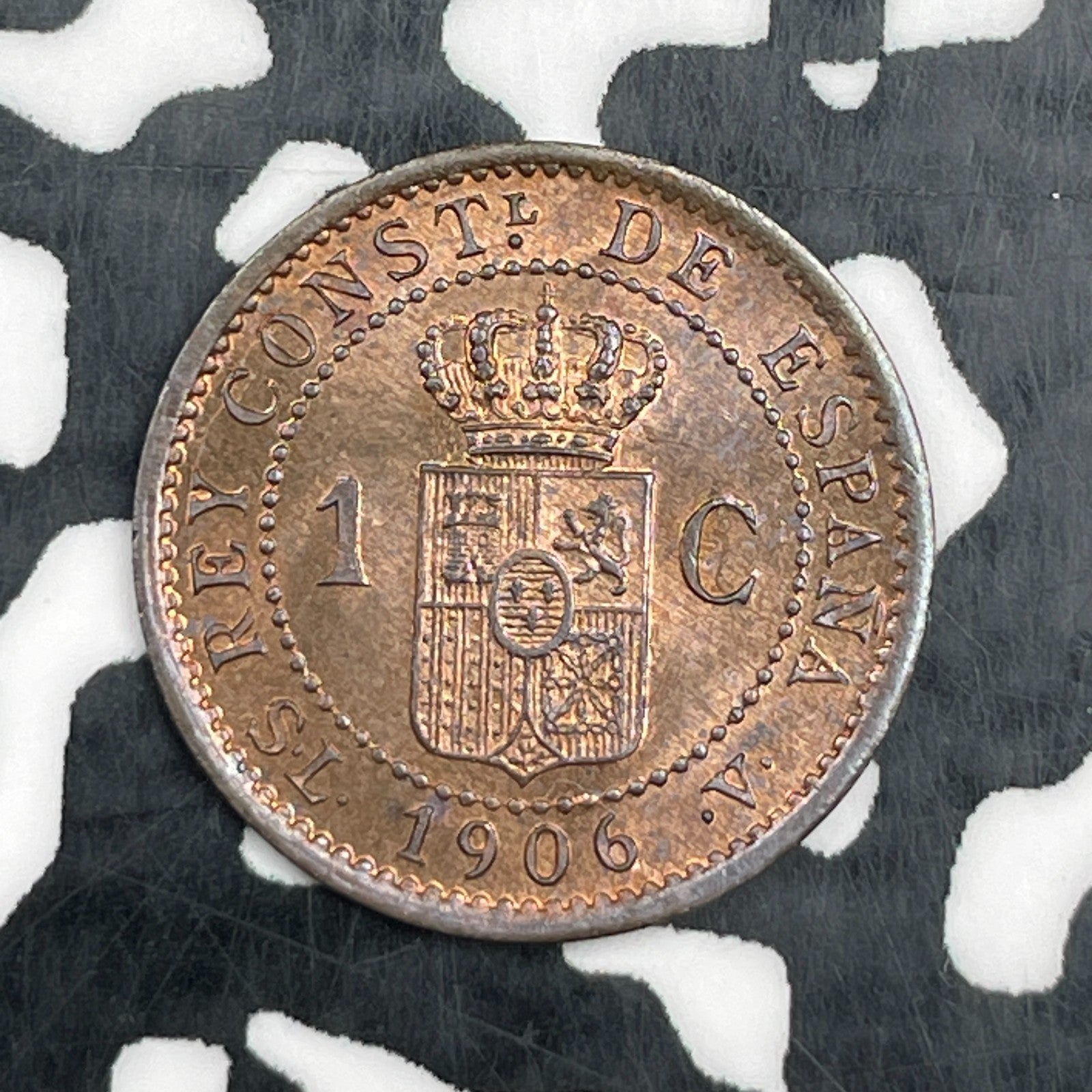 1906 Spain 1 Centimo Lot#N2779 High Grade! Beautiful!