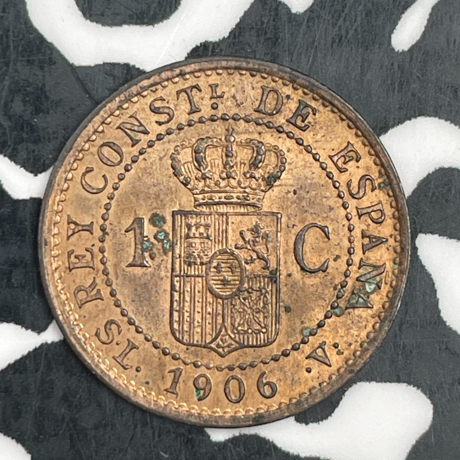 1906 Spain 1 Centimo Lot#F8919 Nice!