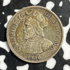 1904 Panama 5 Centesimos Lot#E2123 Silver! Nice!