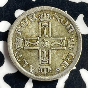 1918 Norway 25 Ore Lot#T7031 Silver! Nice!