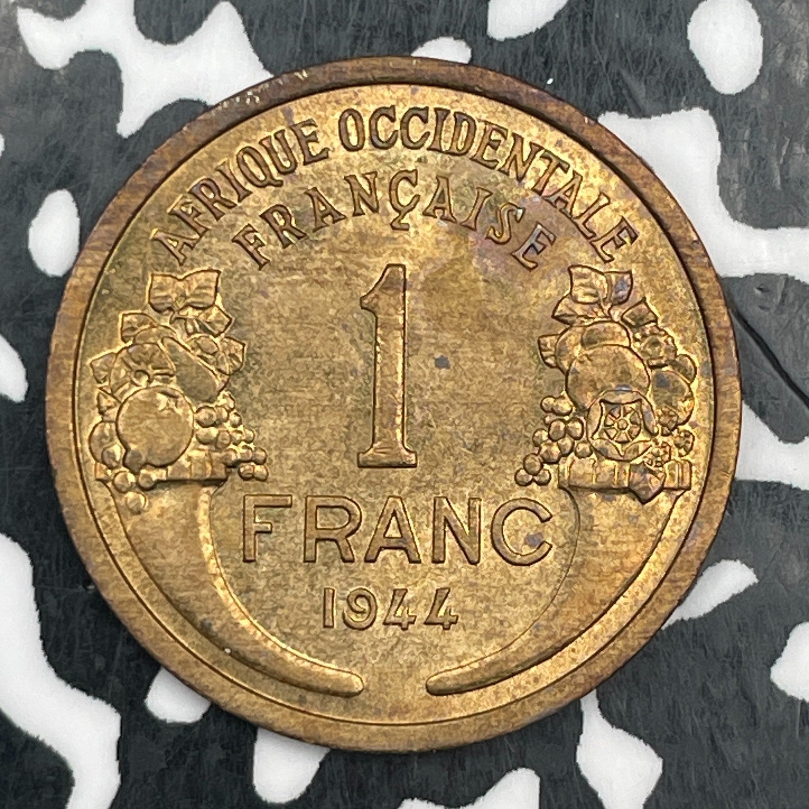 1944 French West Africa 1 Franc Lot#F9200 High Grade! Beautiful!