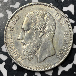 1871 Belgium 5 Francs Lot#E7222 Large Silver Coin! Nice!