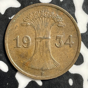 1934-F Germany 1 Pfennig Lot#E5801