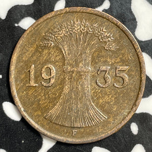 1935-F Germany 1 Pfennig Lot#E5802