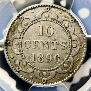 1896 Newfoundland 10 Cents PCGS VF30 Lot#G9853 Silver!