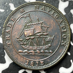 1813 Nova Scotia Trade & Navigation 1/2 Penny Token Lot#JM7036 Nice!