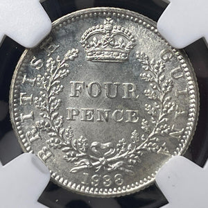 1938 British Guiana 4 Pence Fourpence NGC MS63 Lot#G7415 Silver! Choice UNC!