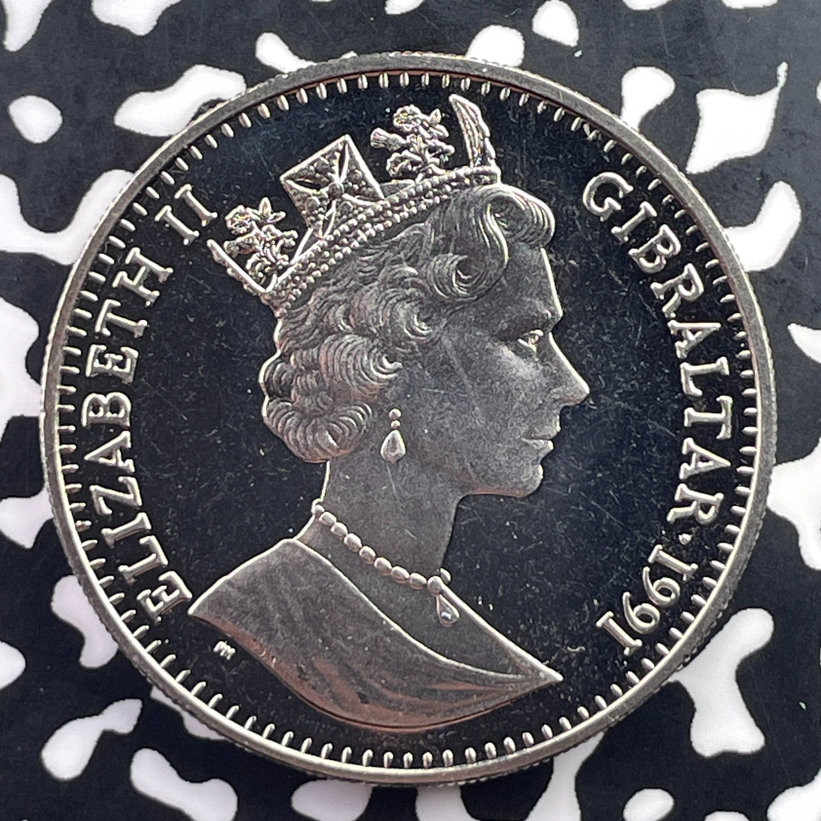 1991 Gibraltar 1 Crown Lot#C5516 High Grade! Beautiful! KM#71