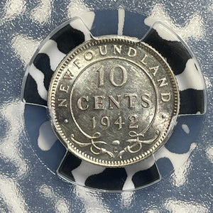 1942-C Newfoundland 10 Cents PCGS MS63 Lot#G971 Silver! Choice UNC!