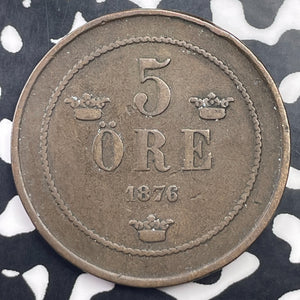 1876 Sweden 5 Ore Lot#C1393 Better Date