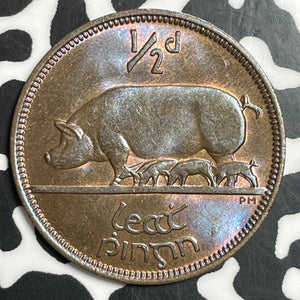 1953 Ireland 1/2 Penny Half Penny Lot#T2594 High Grade! Beautiful Toning!