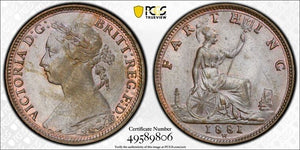 1881-H Great Britain Farthing PCGS MS63BN Lot#G7678 Choice UNC! S-3959