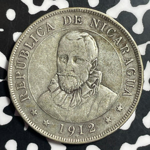 1912-H Nicaragua 50 Centavos Lot#T1523 Silver!