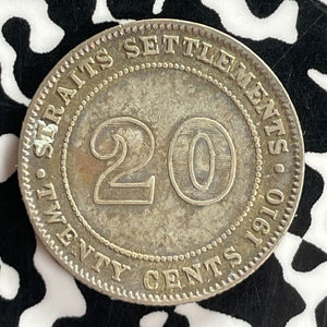 1910 Straits Settlements 20 Cents Lot#T7335 Silver!