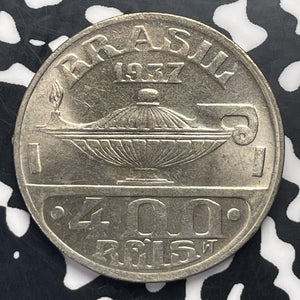 1937 Brazil 400 Reis Lot#C0952 High Grade! Beautiful!