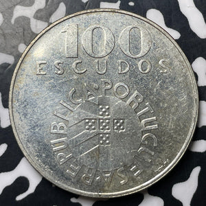 (1977) Portugal 100 Escudos Lot#E8136 Silver! High Grade! Beautiful!