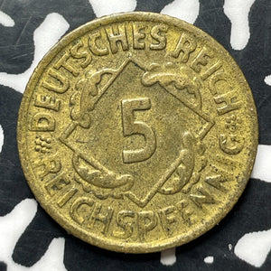 1924-G Germany 5 Reichspfennig (3 Available) (1 Coin Only) KM#39