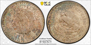 1948-Mo Mexico 5 Pesos PCGS MS66 Lot#G7923 Large Silver! Beautiful Toning!