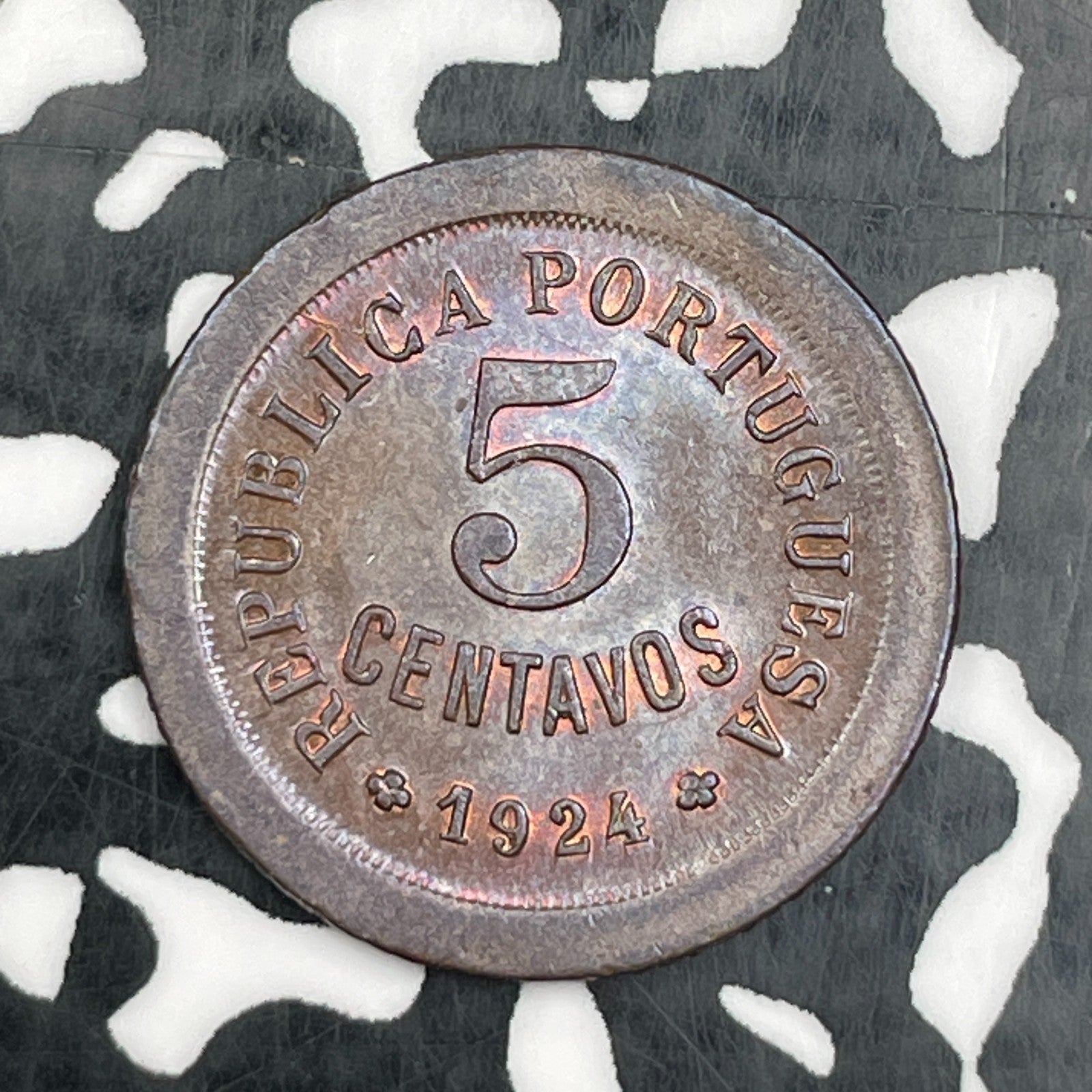 1924 Portugal 5 Centavos Lot#N2225 High Grade! Beautiful!
