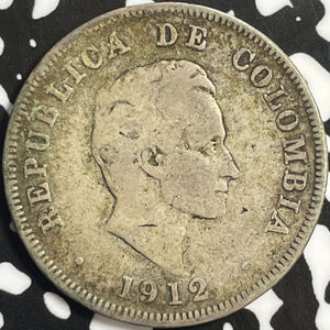 1912 Colombia 50 Centavos Lot#E0245 Silver!