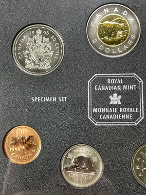 1998 Canada  7x Coin Specimen Set Lot#B2223 With Case & C.O.A.