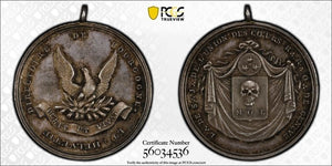(1814-24) France Freemasons Lodge Medal PCGS MS62 Lot#GV294 Silver! Nice UNC!