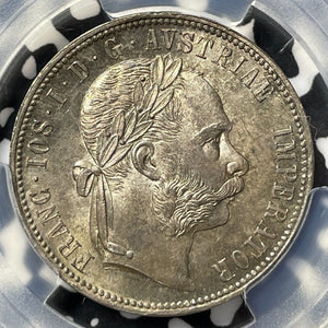 1881 Austria 1 Florin PCGS MS65 Lot#G8093 Silver! Gem BU! Solo Top Graded!