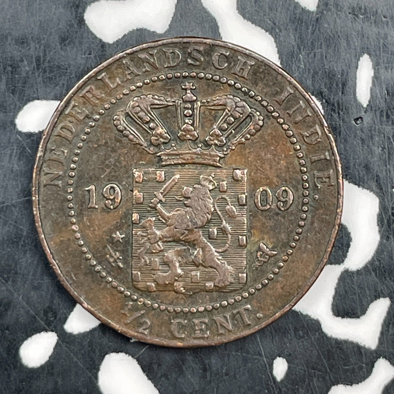 1909 Netherlands East Indies 1/2 Cent Lot#N1171 Key Date!