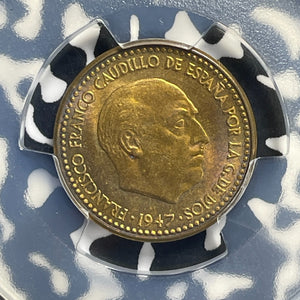 1947 (53) Spain 1 Peseta PCGS MS64 Lot#G991 Choice UNC!