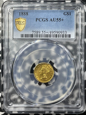 1888 U.S. $1 Dollar PCGS AU55+ Lot#G8826 Gold! 15,501 Minted