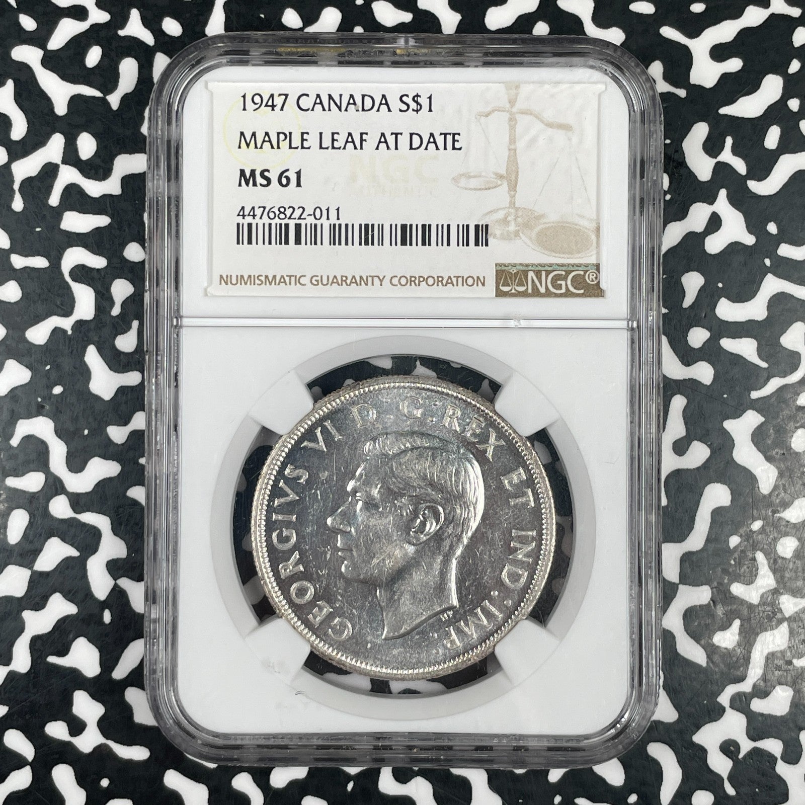 1947 Canada $1 Dollar NGC MS61 Lot#G4014 Silver! Key Date! Maple Leaf At Date
