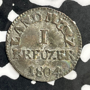 1804 Germany Hesse-Darmstadt 1 Kreuzer Lot#E9970 Silver!