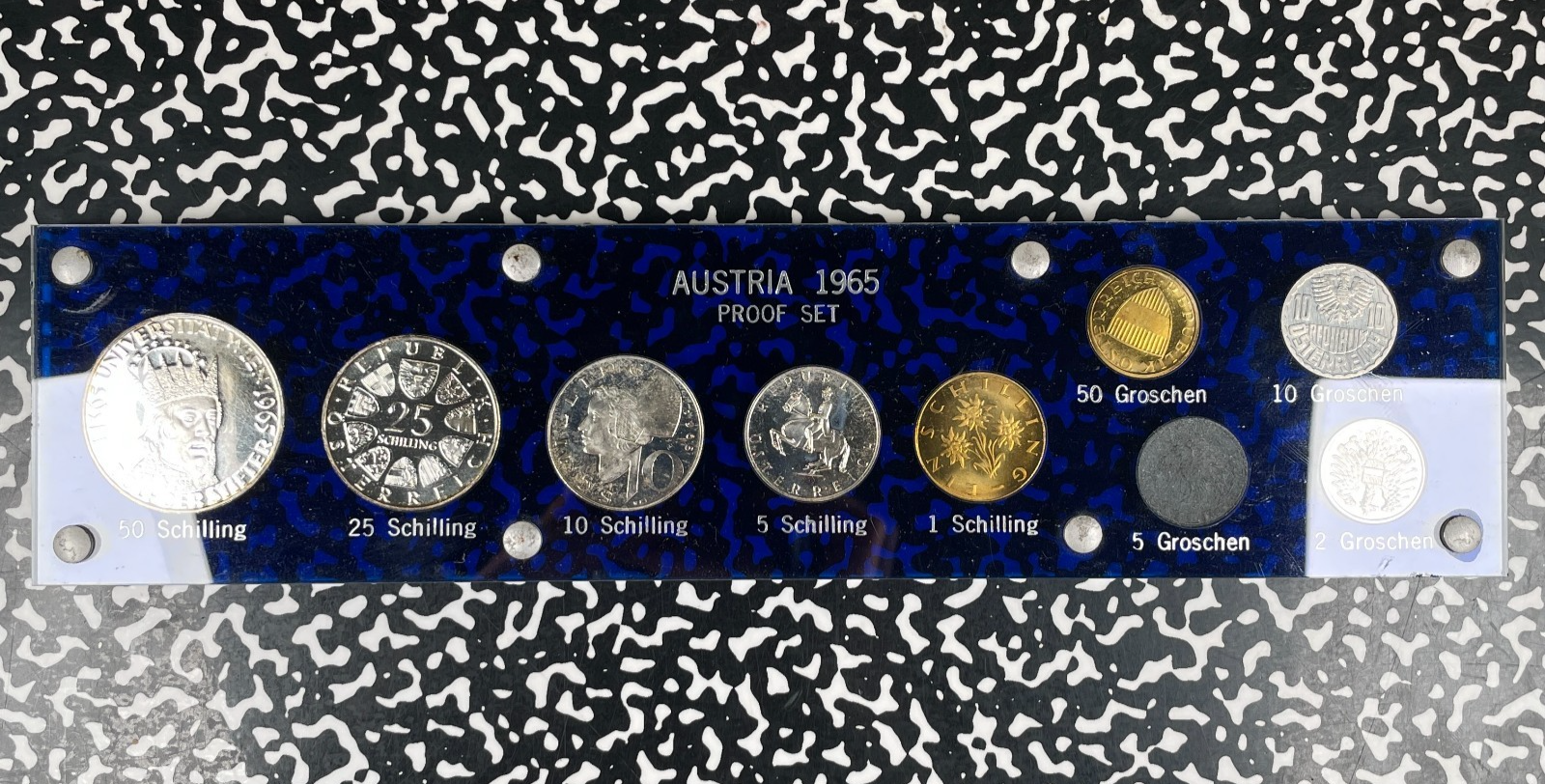 1965 Austria 9x Coin Proof Set In Capital Plastic Lot#B3570 Including Silver!