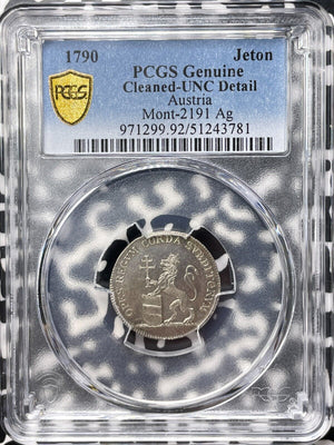 1790 Austria Austrian States Homage Jeton PCGS UNC Details Lot#G9354 Silver!