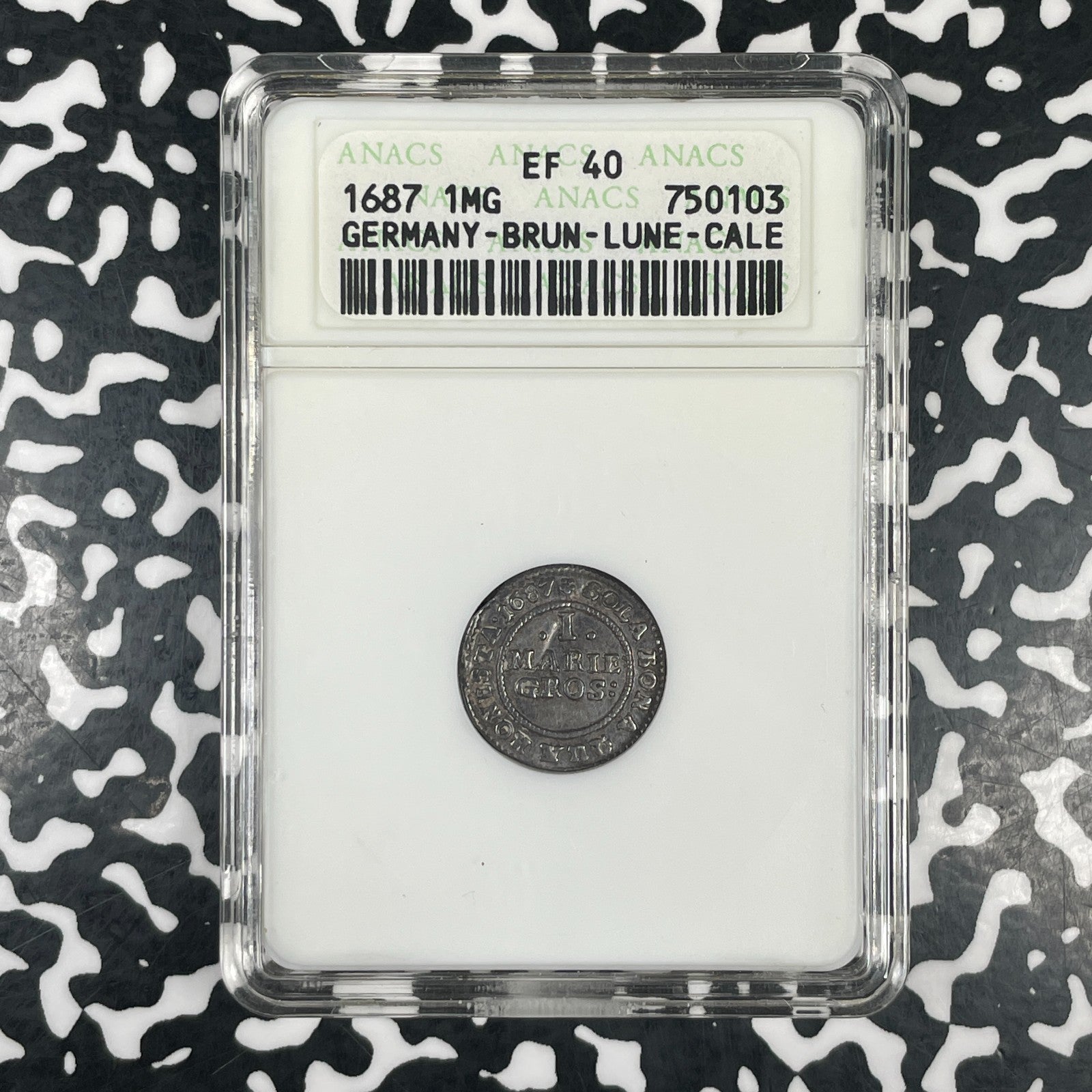 1687 Germany Brunswick-Lune.-Cal. 1 Groschen ANACS XF40 Lot#G4003 Silver!