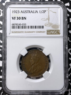 1923 Australia 1/2 Penny Half Penny NGC VF30BN Lot#G7251 Key Date!