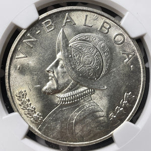 1947 Panama 1 Balboa NGC MS63 Lot#G7247 Large Silver Coin! Choice UNC!