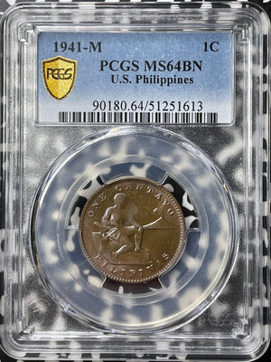 1941-M U.S. Philippines 1 Centavo PCGS MS64BN Lot#G9201 Choice UNC!