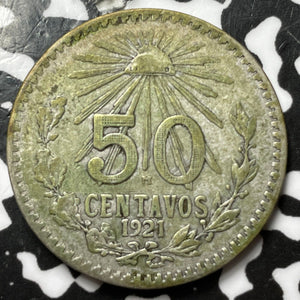 1921 Mexico 50 Centavos Lot#D8297 Silver!