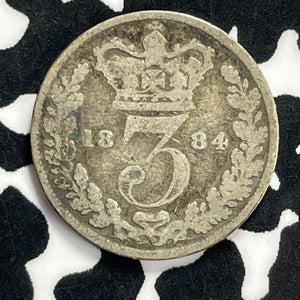 1884 Great Britain 3 Pence Threepence Lot#T9432 Silver!