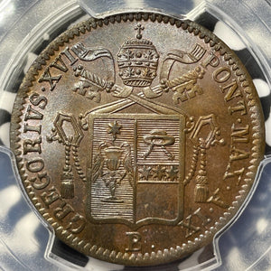 1839-B Papal States 1 Baiocco PCGS MS63BN Lot#G8242 Choice UNC! KM#1320