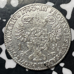 1740 Germany Saxony 1 Groschen Lot#JM8611 Silver! Beautiful Detail, Old Cleaning