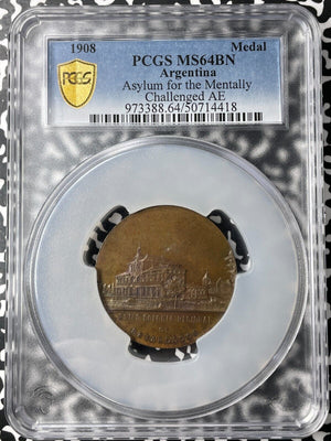 1908 Argentina Asylum For The Mentally Challenged Medal PCGS MS64BN Lot#GV9452