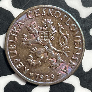 1929 Czechoslovakia 5 Haleru Lot#T1433 High Grade! Beautiful Toning!