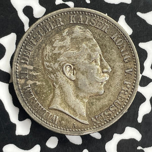 1907-A Germany Prussia 2 Mark Lot#C0166 Silver!