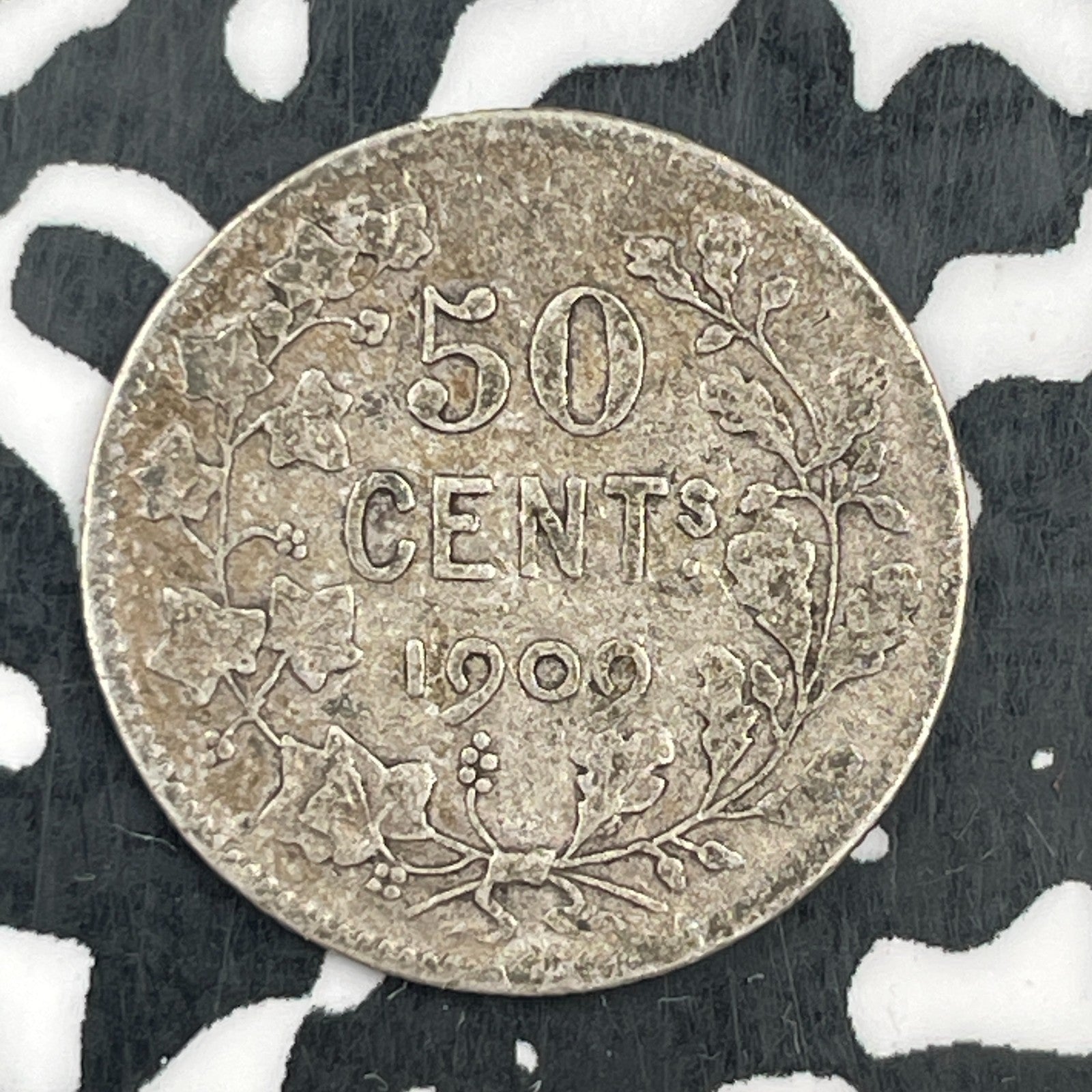 1909 Belgium 50 Centimes Lot#F8470 Silver!