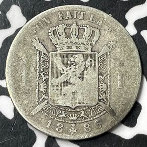 1886 Belgium 1 Franc Lot#D7727 Silver!