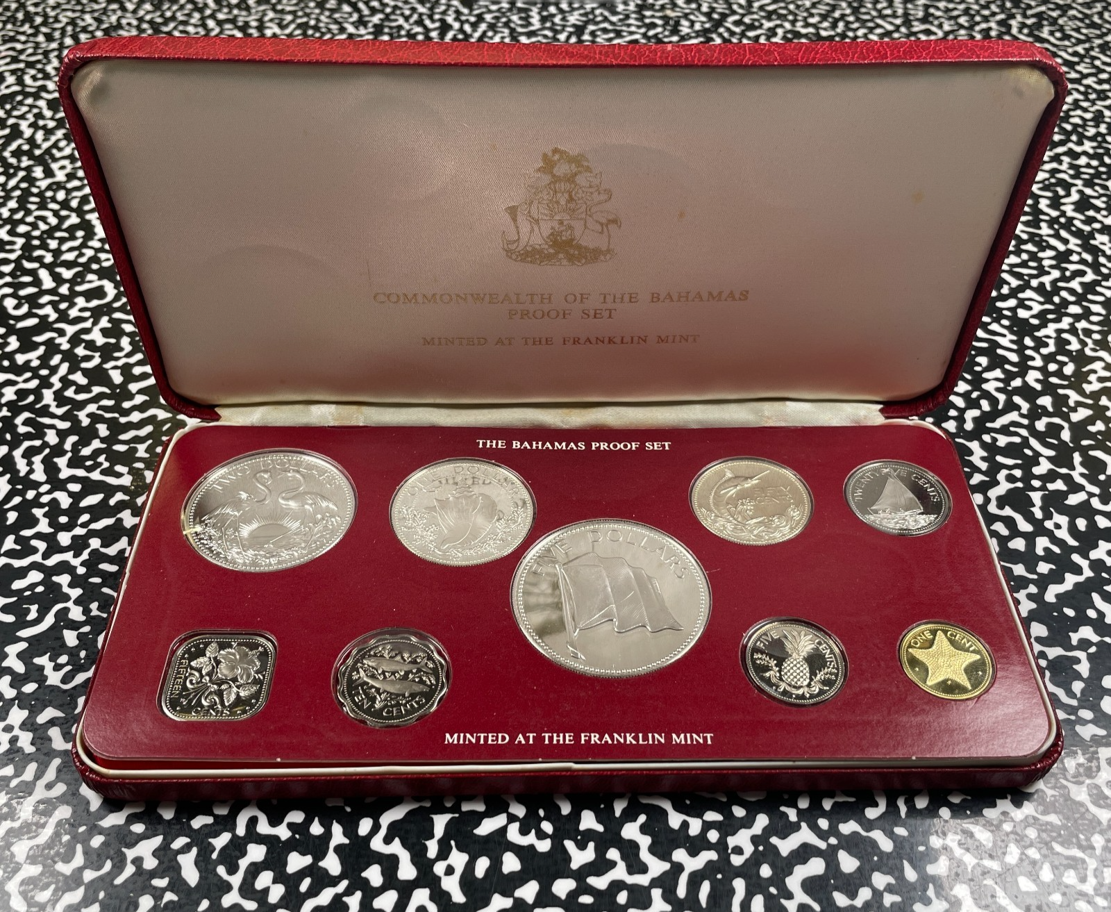 1976 Bahamas 9x Coin Proof Set Lot#B3562 Including Silver! With Case