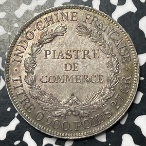 1921-H French Indo-China 1 Piastre Lot#MK132 Large Silver!